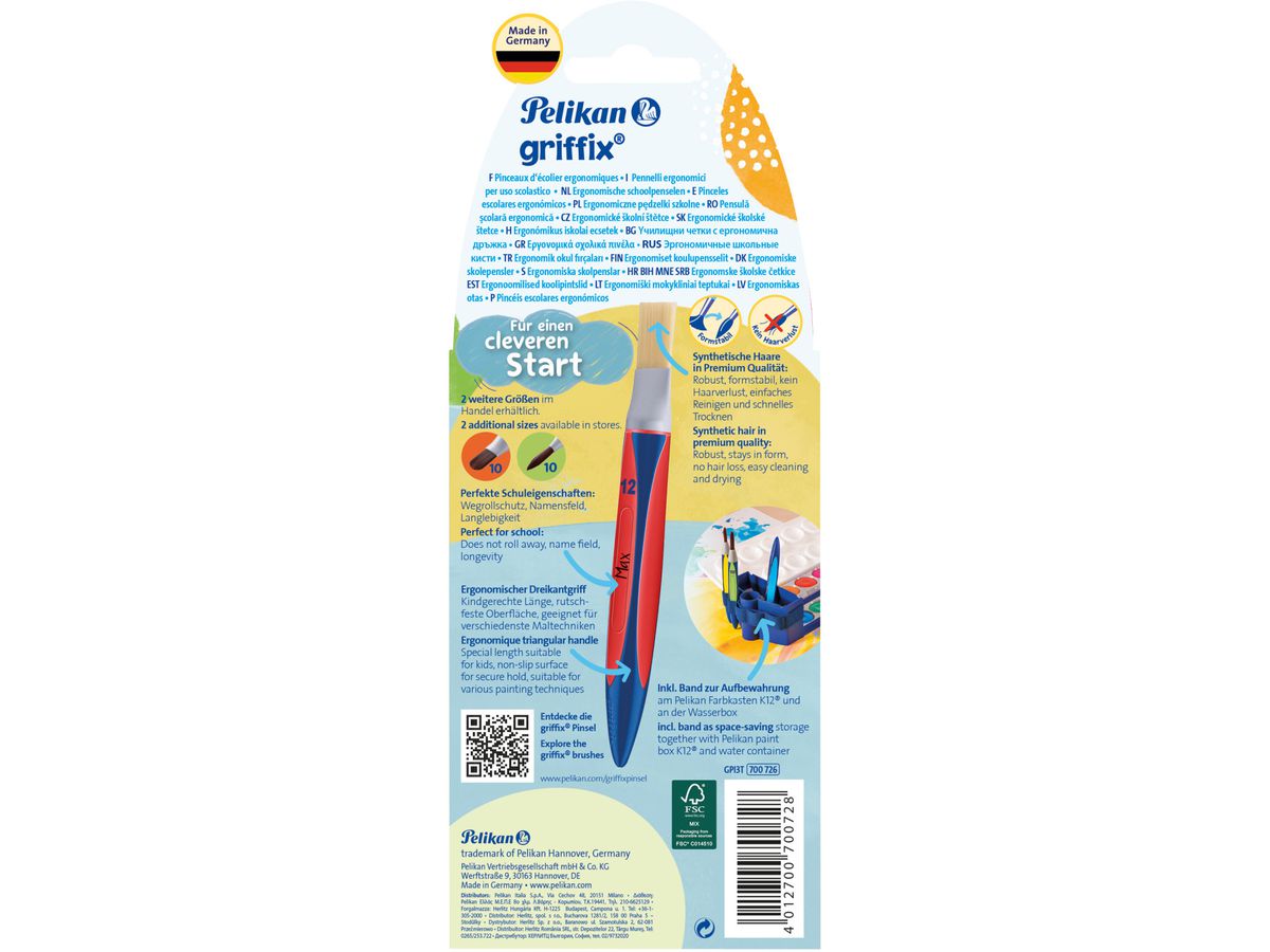 PELIKAN Set Pennello Griffix 700726 3 pezzi 3 colori (4012700700728)