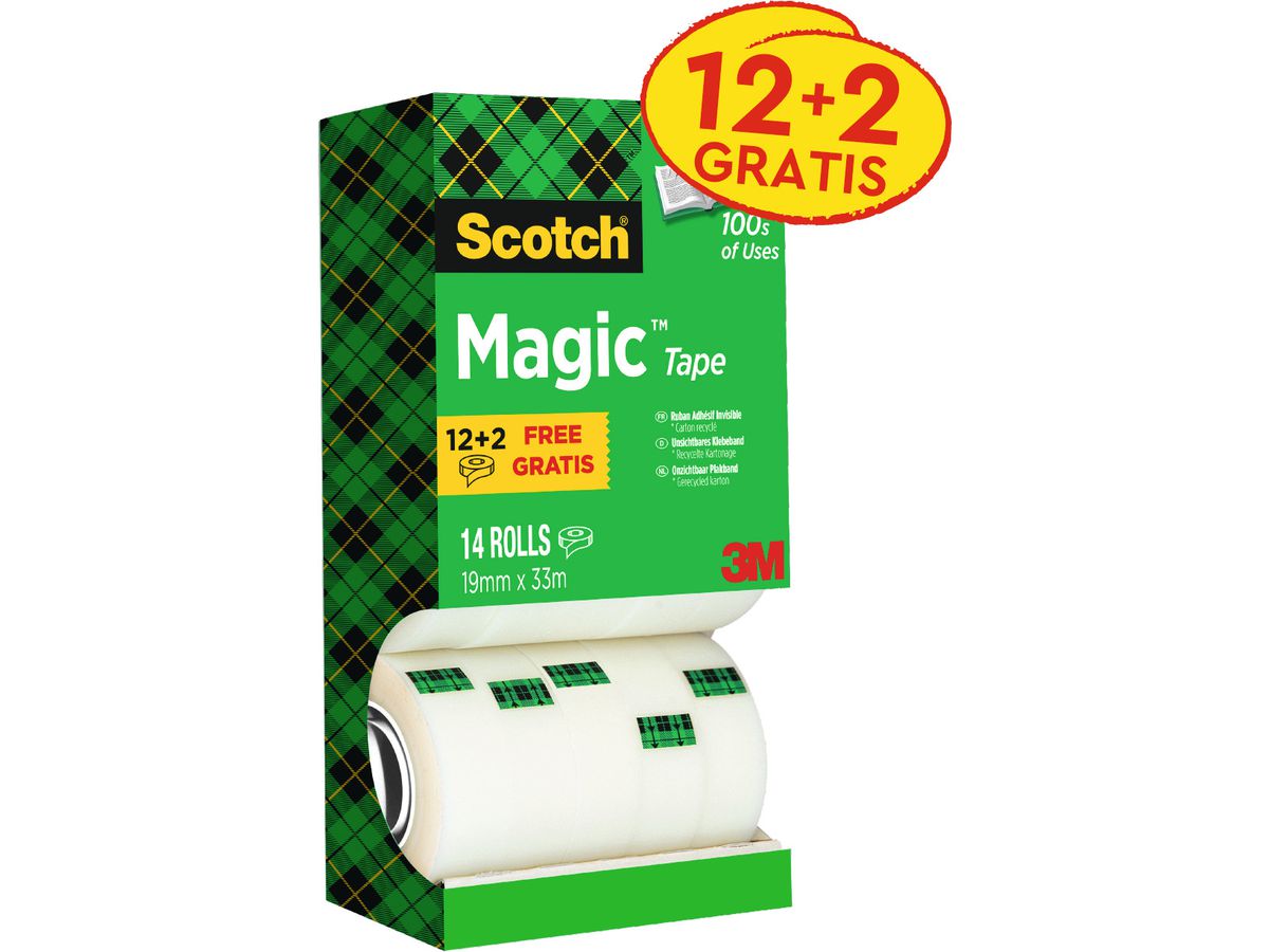 SCOTCH Magic Tape 810 EcoBox 19mmx33m 81933R14RTR transparent, 14 rouleaux (4046719071371)