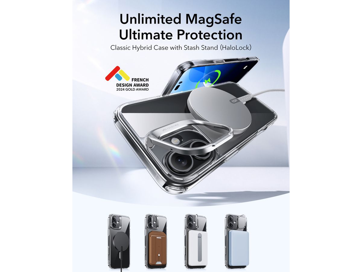 ESR Classic Hybrid Case MagSafe 1A74701 +Stand iPhone 16 Clear (4894240217436)