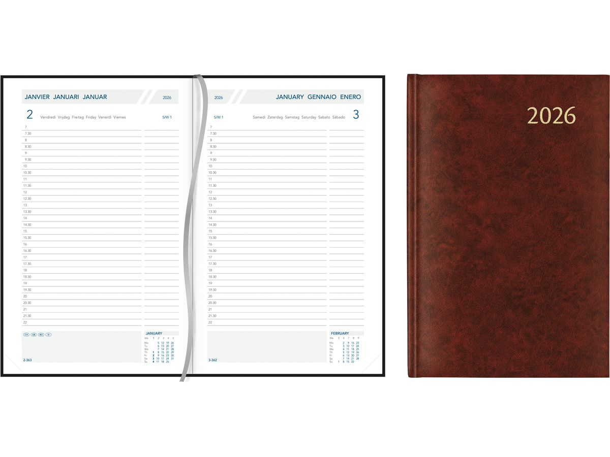 AURORA Agenda Florence Daily 2026 3215R 1T/1S bordeaux ML 14x21cm (5411028432127)