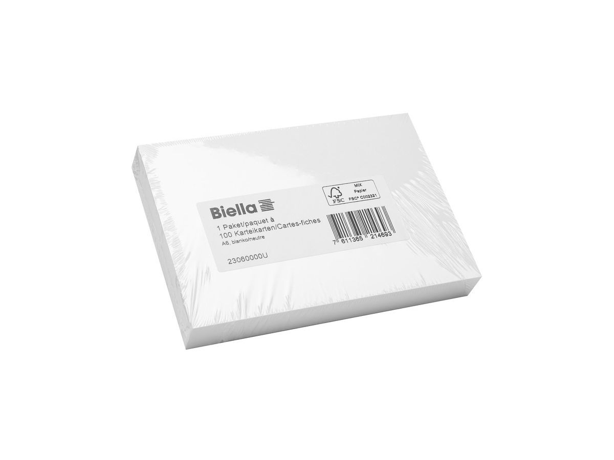 BIELLA Schede vuoto A6 23060000U bianco 100 pzi. (7611365214693)