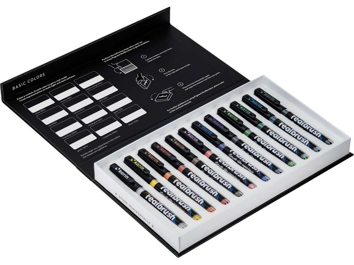 KARIN Real Brush 0.4mm 33C1 Pigment, Basic Colors (5904446031558)