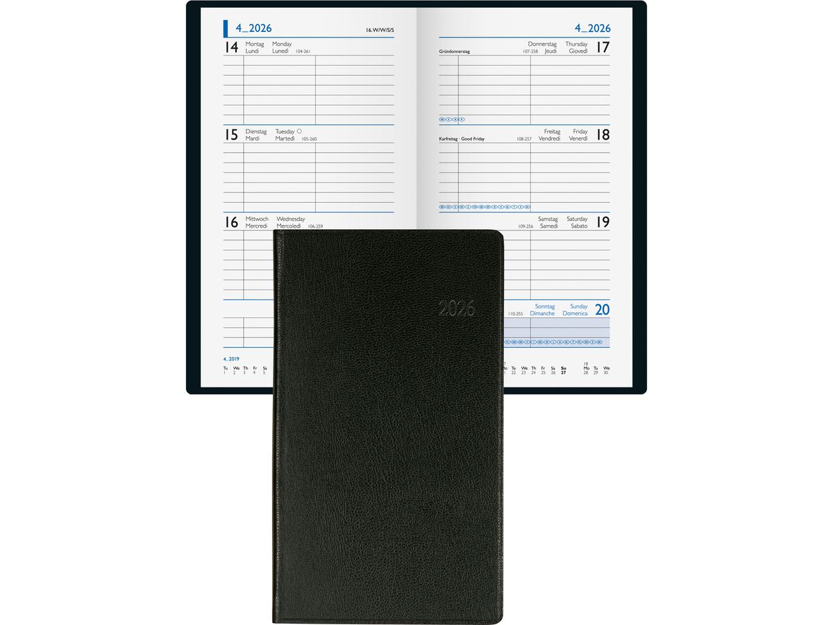 BIELLA Agenda Budget 2026 830360020026U 1S/2P nero ML 8.7x15.3cm (7611365526062)