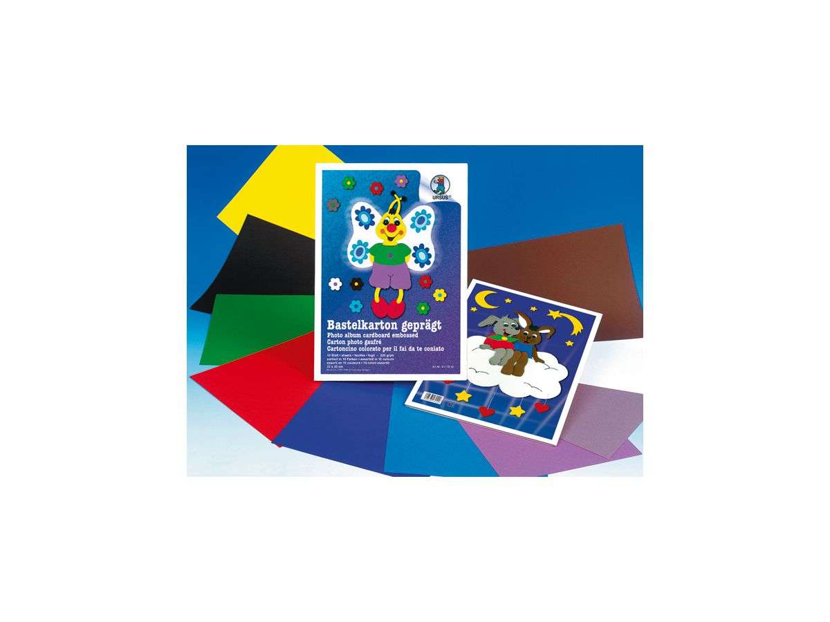 URSUS Cartone bricolage 23x33cm 8110099 220g, colori ass. 10 fogli (4008525179429)