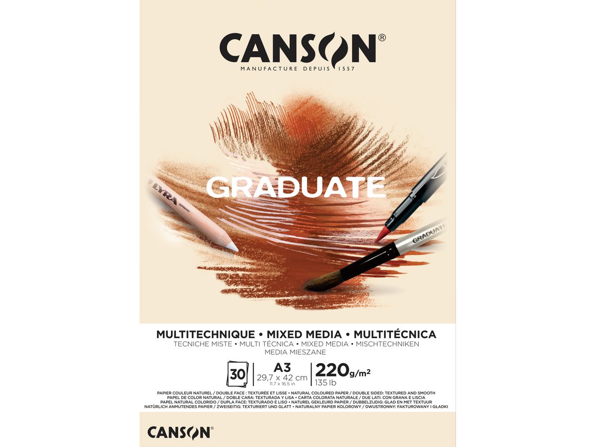 CANSON Graduate Mixed Media A3 400110369 20 Blatt, beige, 220g (3148950021090)