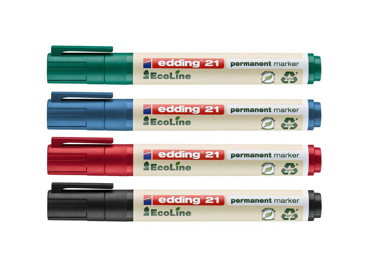 EDDING Permanent Marker 21 1.5-3mm 21-E4 4 couleurs (4004764917907)