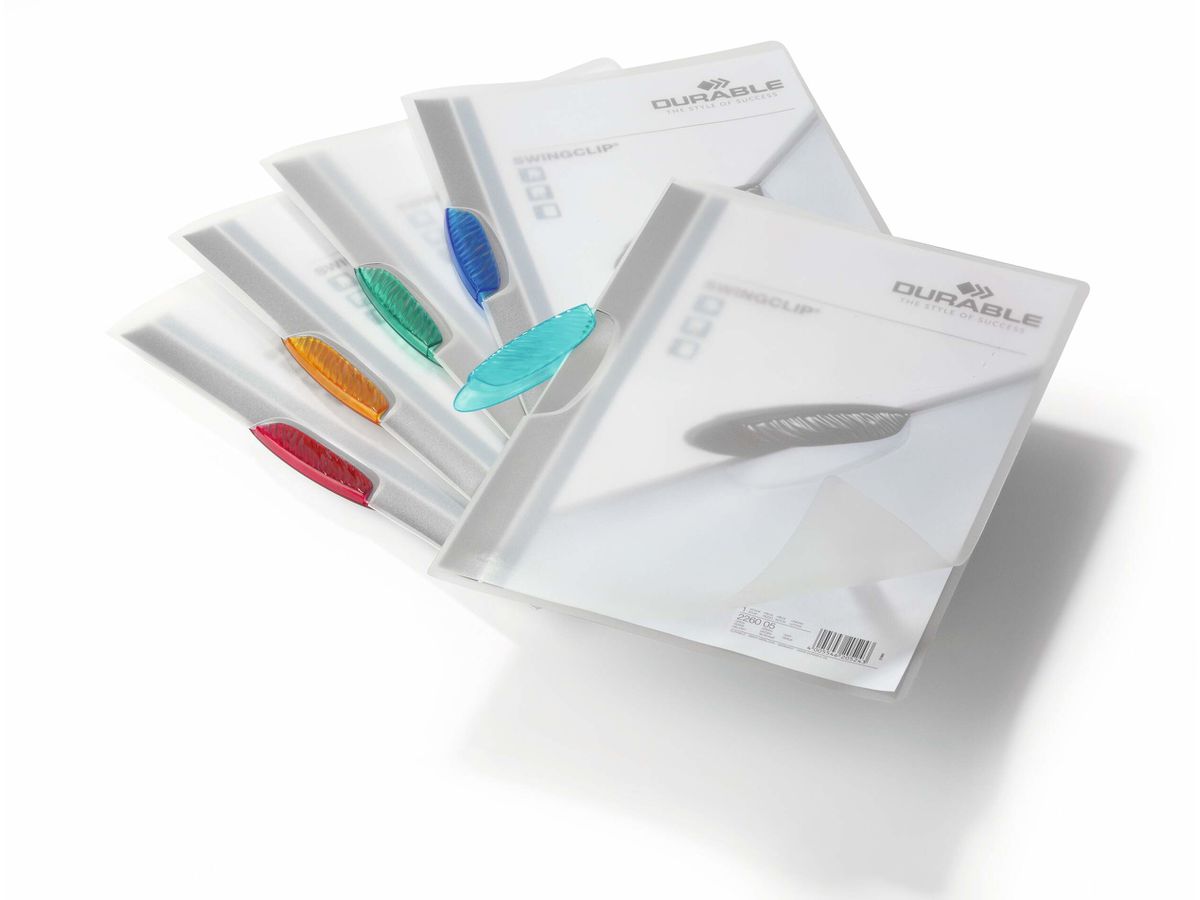 DURABLE Klemmhefter SWINGCLIP A4 228400 farbig assortiert 5 Stück (4005546209364)