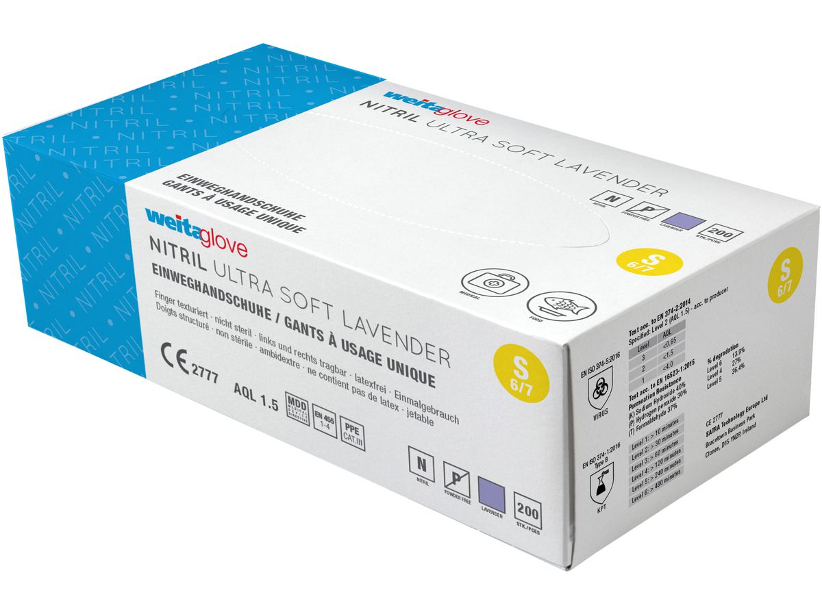 WEITA Einweghandschuhe Nitri Gr. S. 836004 Ultra Soft Lavendel 200 Stück (7610588105832)