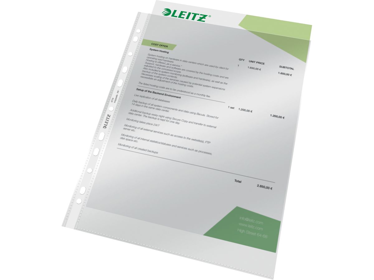 LEITZ Dossier PP A4 47700002 chiaro, 0,08mm 100 pz. (4002432432929)