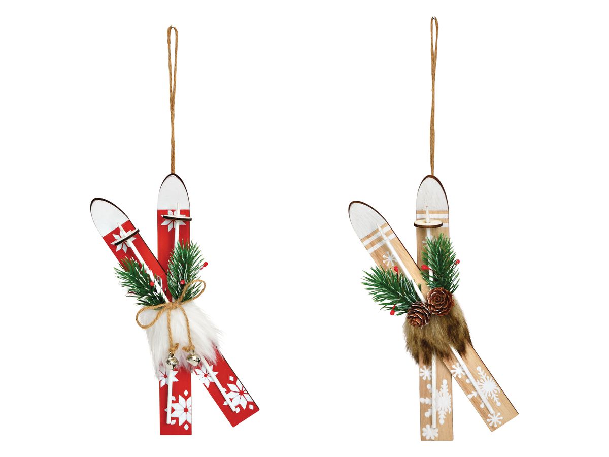 ROOST Pendentif de Noël skis 7x20cm 10033983 en bois assortis (4007698411510)