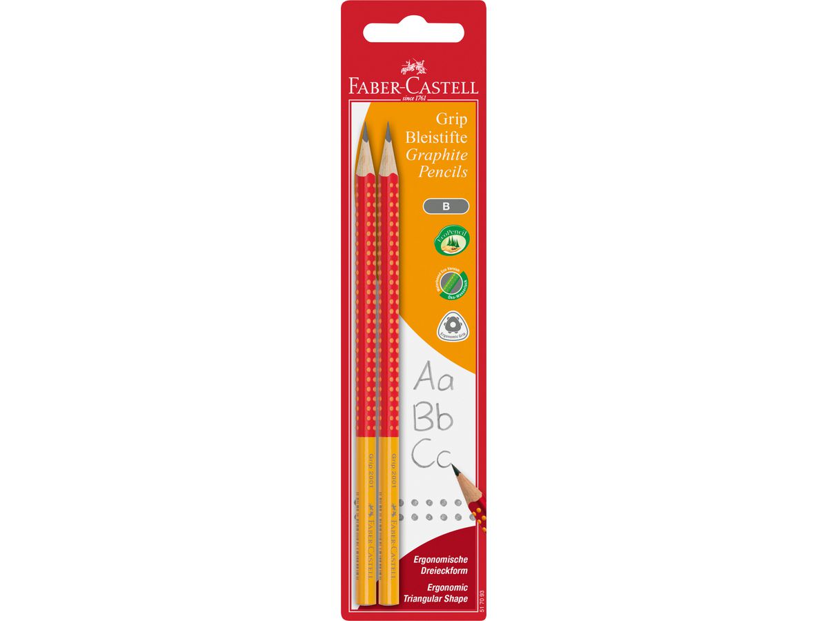 FABER-CASTELL Bleistift Grip B 517093 ass. 2 Stück (4005405170934)