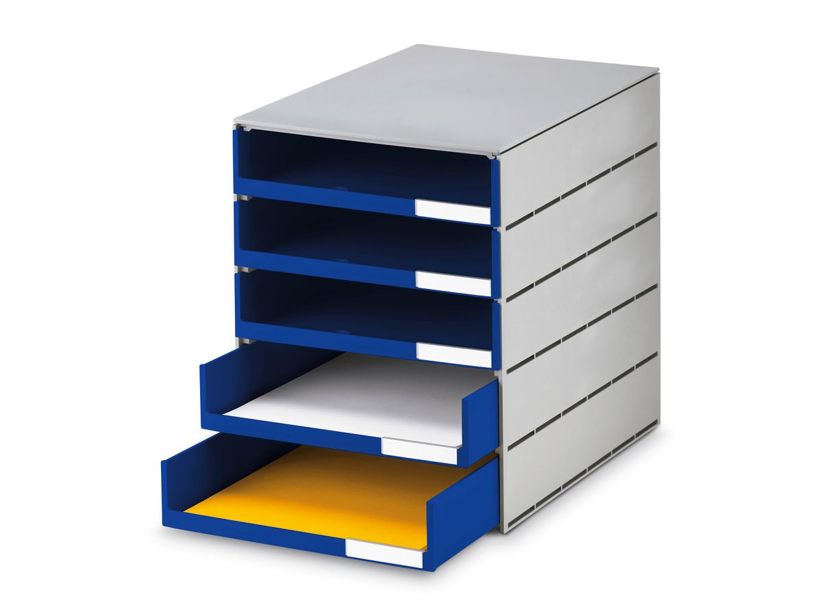 STYRO Scatola con cassetti styroval 14-8001.38 grigio/blu 5 cassetti aperto (7612176089852)