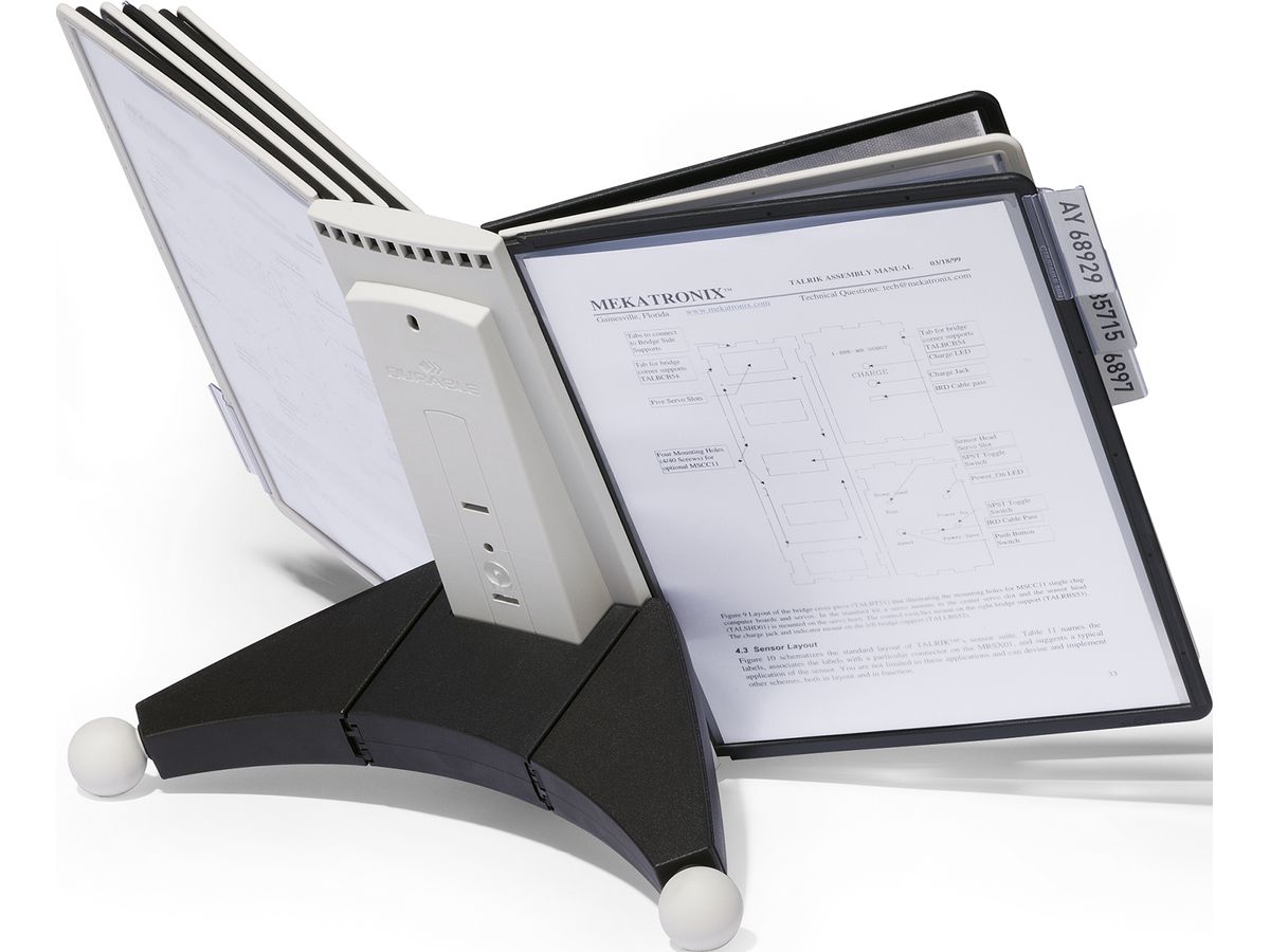 DURABLE Sistema di present. SHERPA 563222 grigio/nero, di 10 pannelli A4 (4005546503714)