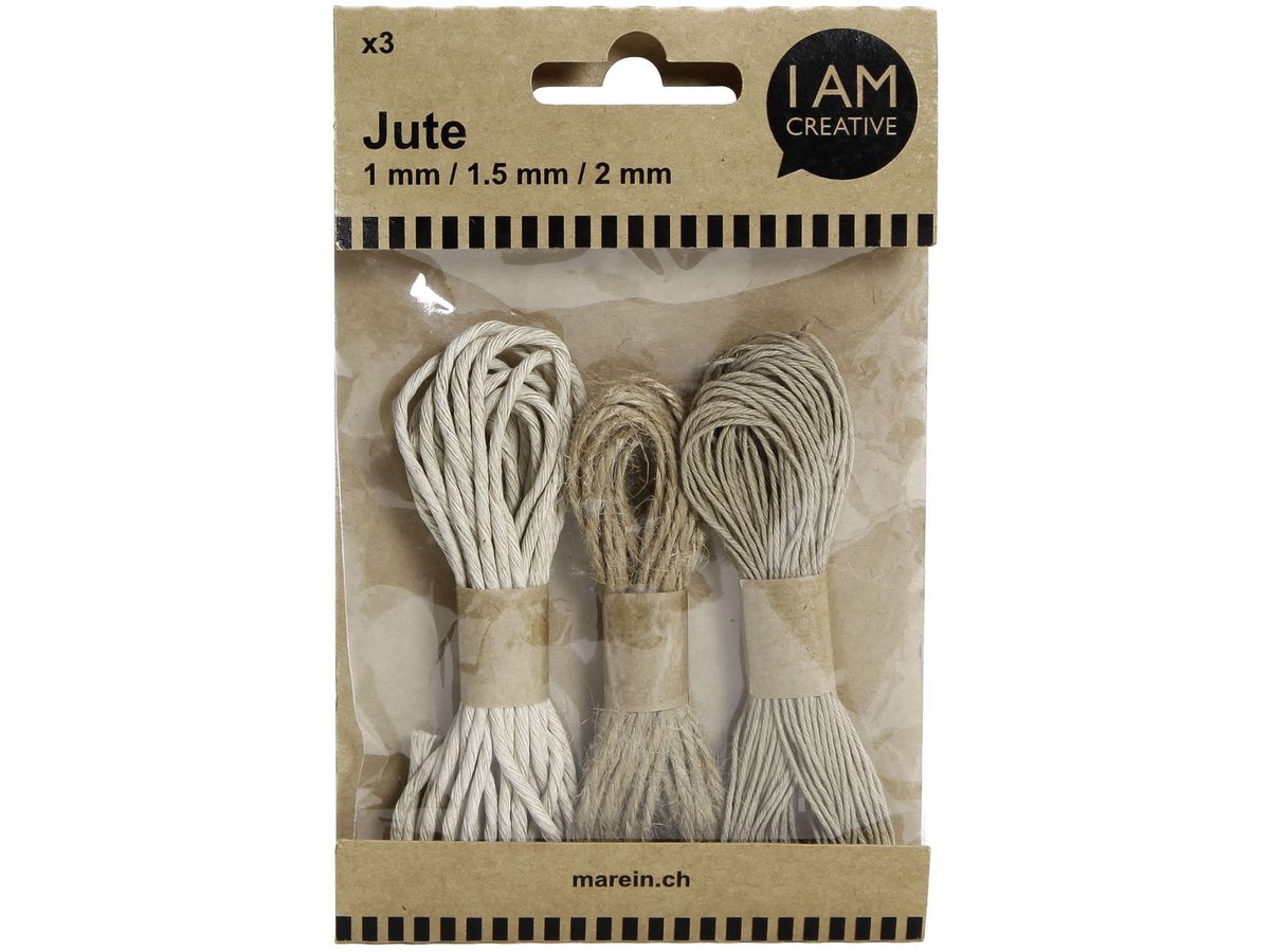 I AM CREATIVE Rubans de jute 2.5m 4087.12 assorti 3 pièces (7611983149667)
