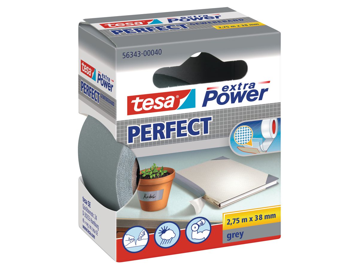TESA Extra Power Perfect 2.75mx38mm 563430004 Nastro tessilo. grigio (4042448044273)