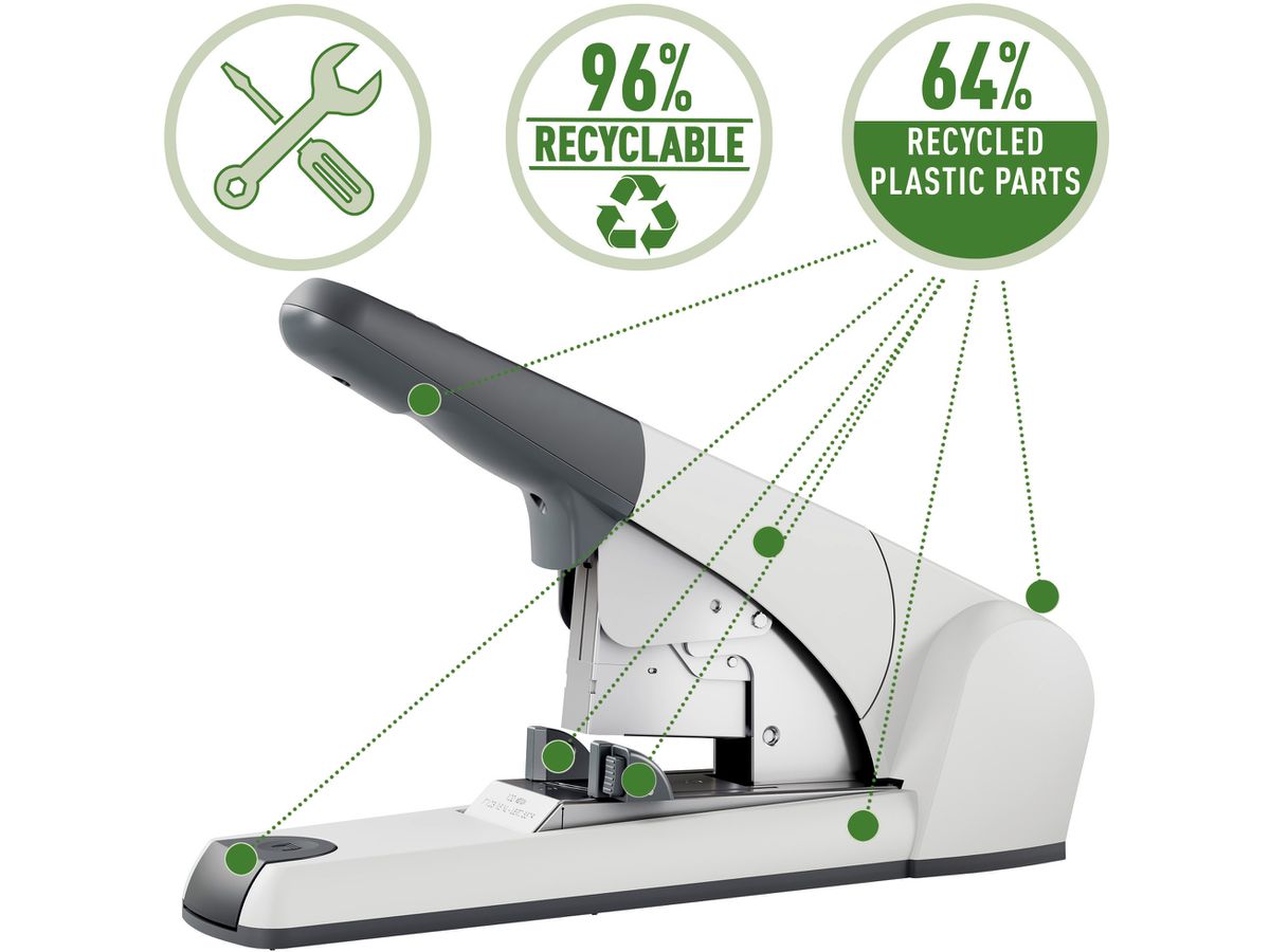 LEITZ Heftgerät Heavy Duty 5553 55530084 hellgrau 120 Blatt (4002432371129)