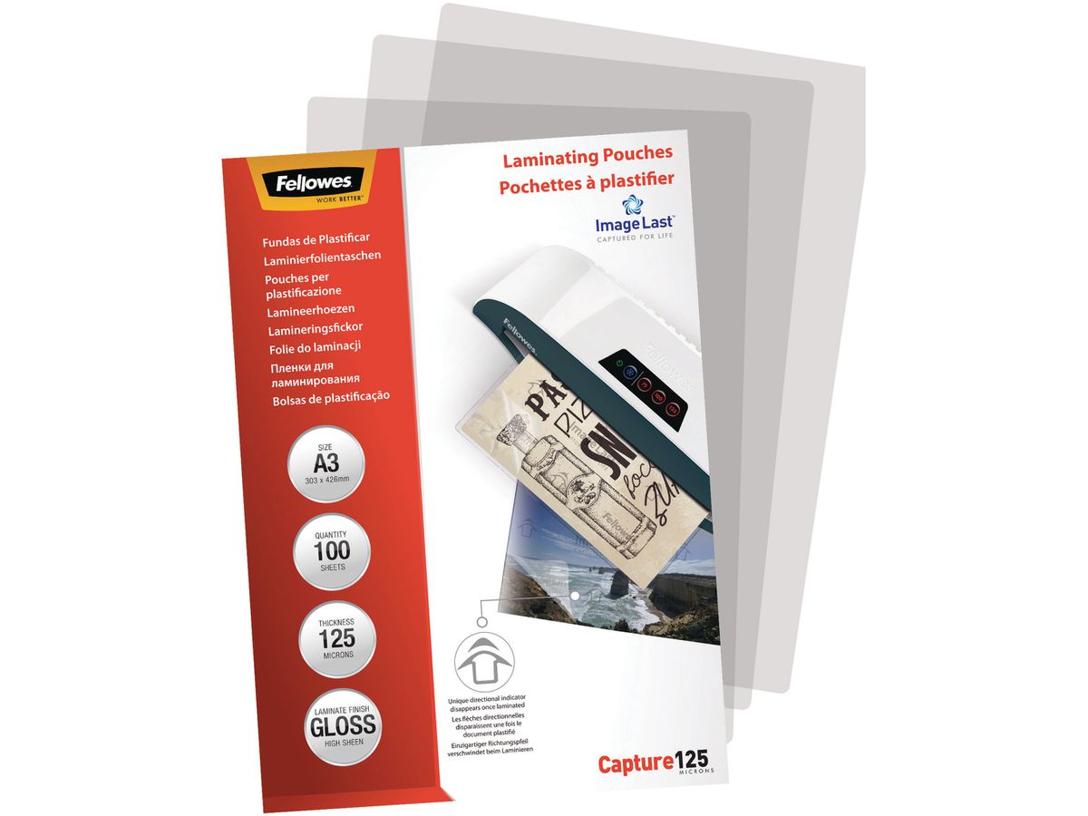 FELLOWES Laminiertasche A3 5307506 glanz, 125my 100 Stk (0077511530753)
