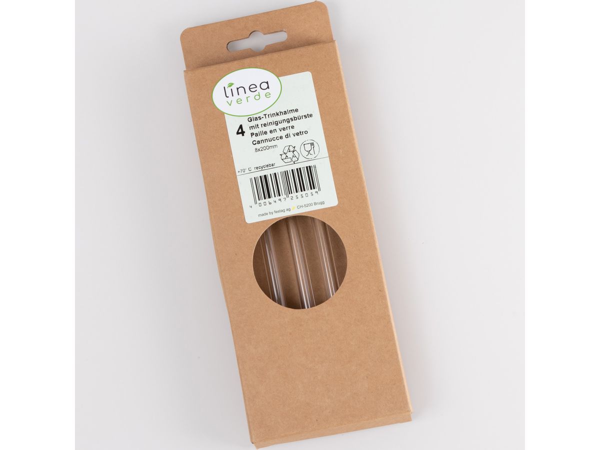 ELCO Trinkhalme aus Glas mit Bürste 25505004-041 4Stk. (4006497255059)
