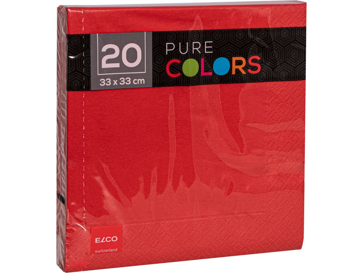 ELCO Serviette Zelltuch 33x33cm PC334020-020 3-lagig, rot 20Stk. (7612614063062)