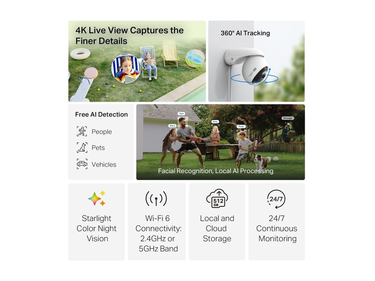 TP-LINK Outdoor Pan/Tilt Security Cam Tapo C560WS 4K, Smart AI (1210002602693)
