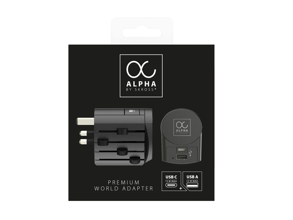 SKROSS World Adapter Premium Series 1.104103 Alpha Europe USB Charger A&C (7640166327301)