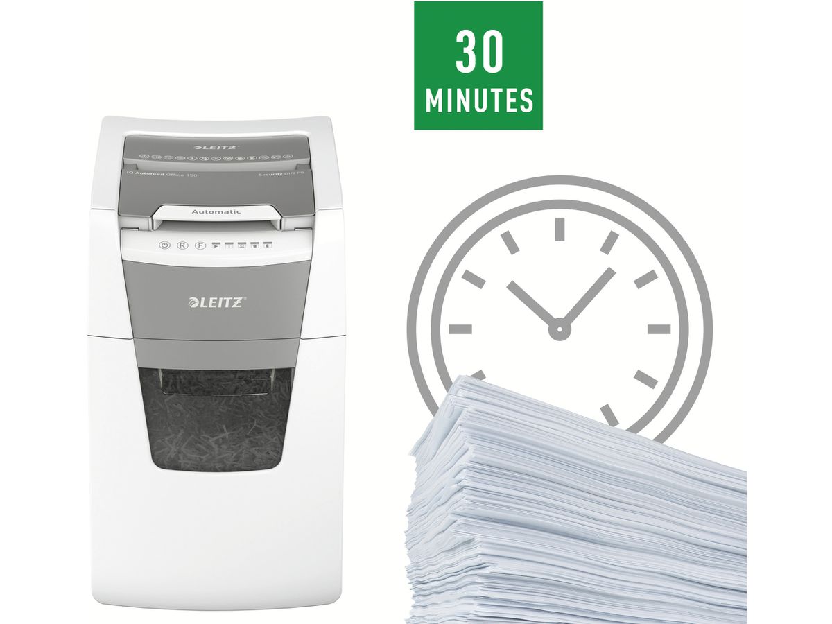 LEITZ Aktenvernichter IQ AF 8014-20-00 Office 150, P-5, 44lt (4002432126422)