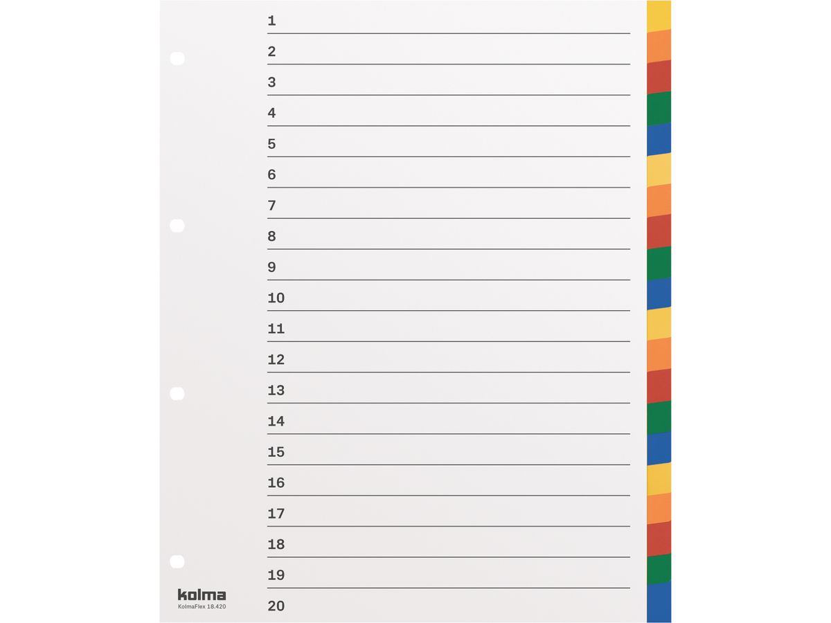 KOLMA Register KolmaFlex A4+ 18.420.20 mehrfarbig 20-teilig (7611967180174)