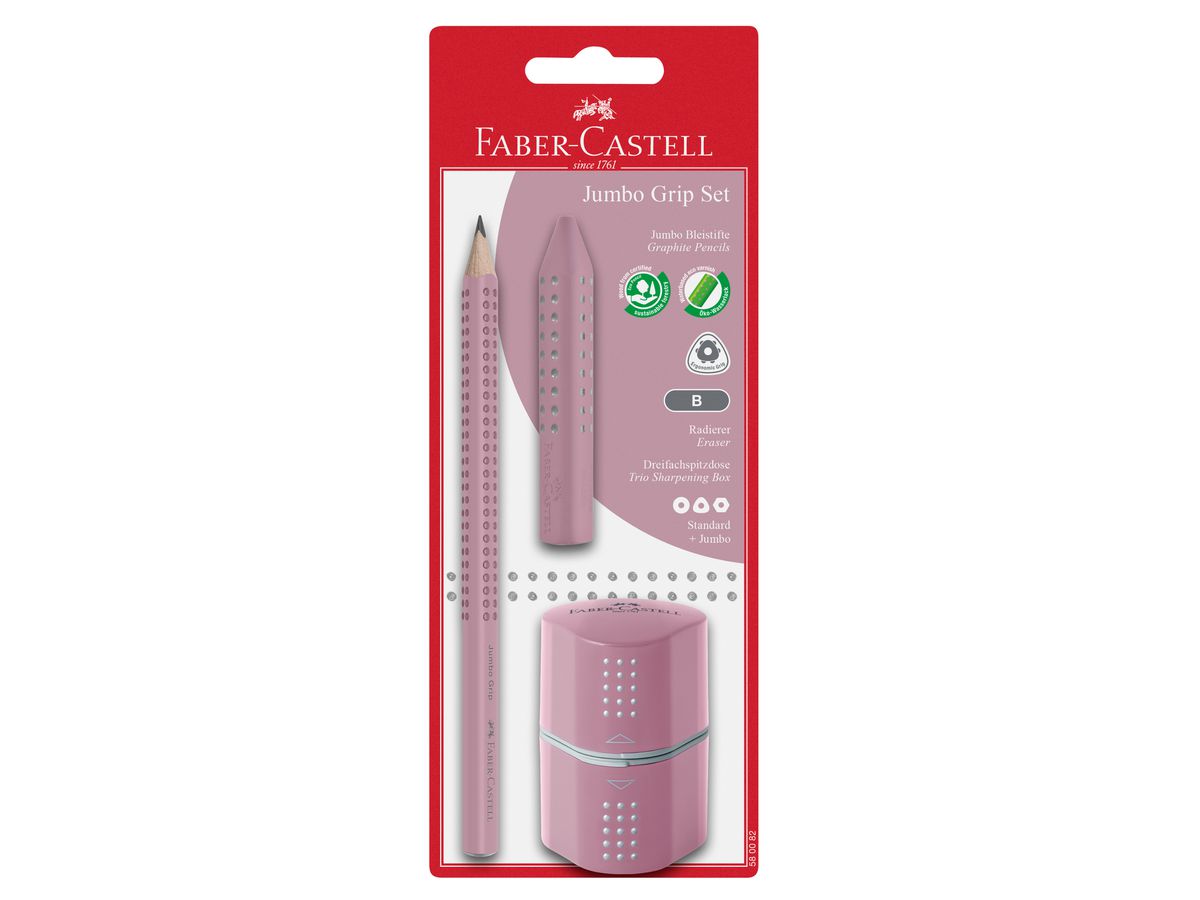 FABER-CASTELL Matita B/Gomma/Tempramatite 580082 Jumbo Grip Set rose shadows (4005405800824)