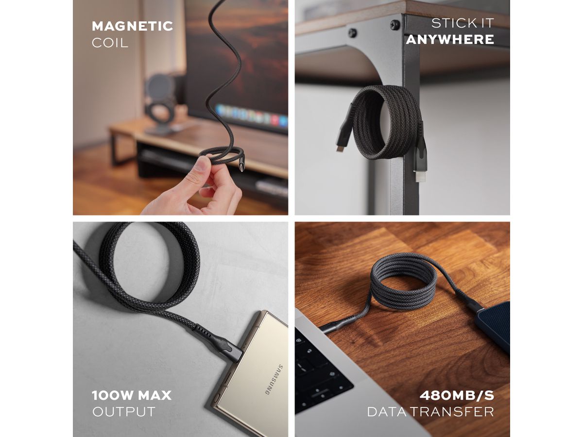 STATIK MagStack Pro, Magnetic Cable PUP-0550-6FT-CC USB-C to C, 2m 100W Black (0810024055876)