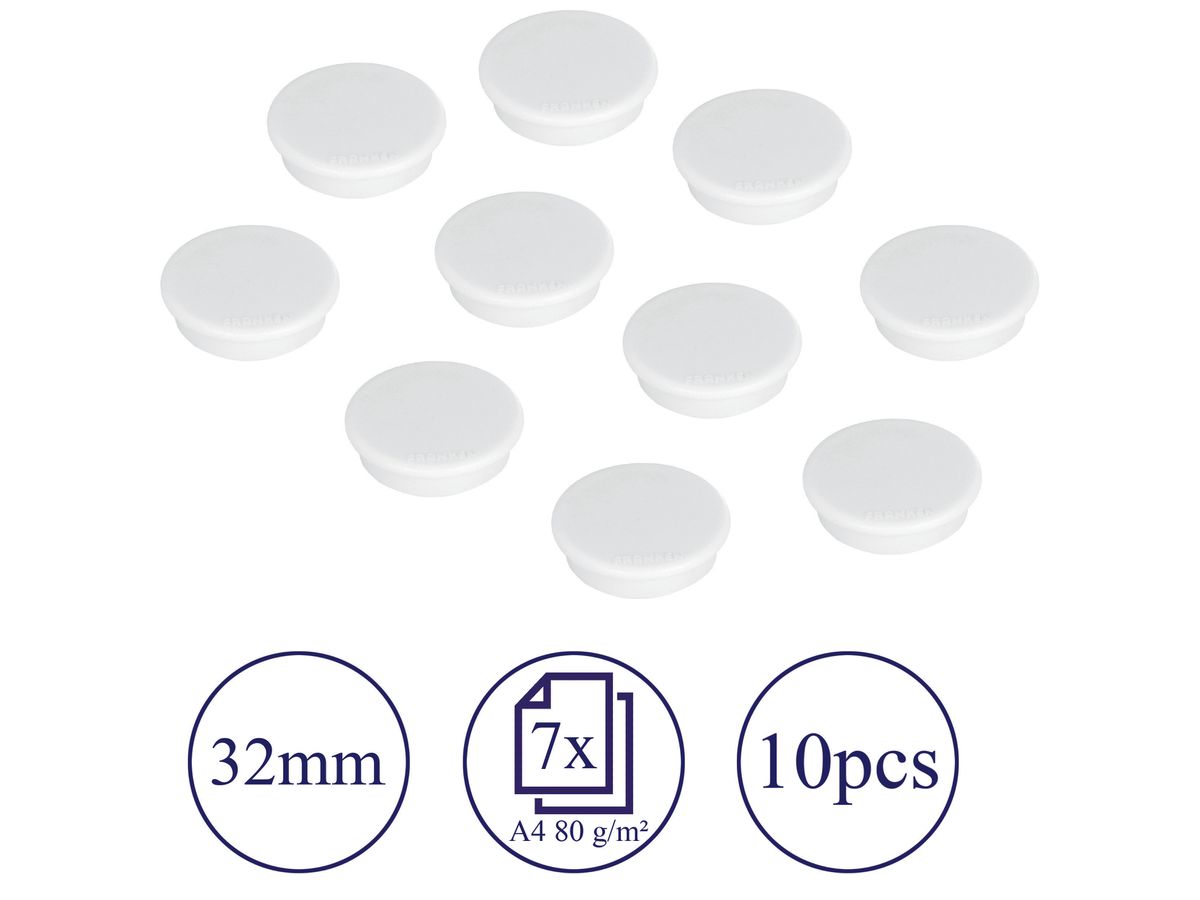 FRANKEN Magnete 32mm HM30 09 weiss 10 Stück (4016946052177)