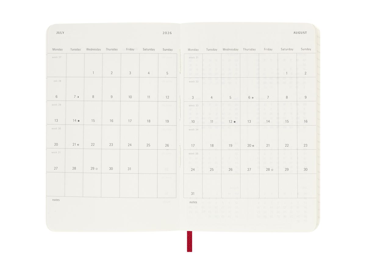 MOLESKINE Agenda Classic Pocket 2026 DSF212DC2Y26 1J/1P r. écarlate SC 9x14cm (8056999274641)