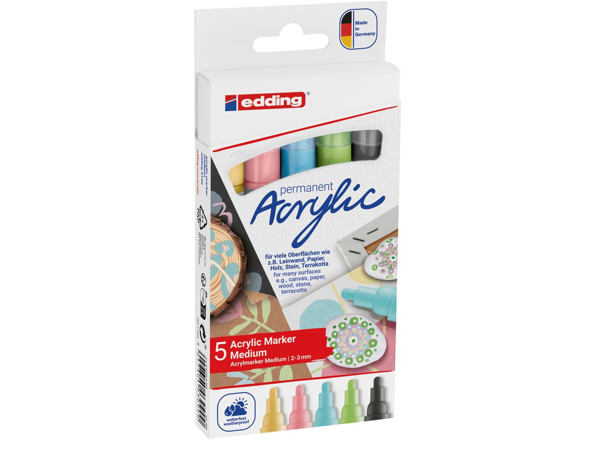 EDDING Acrylmarker 5100 2-3mm 5100-E5-099 pastell, ass. 5 Stück (4057305030900)