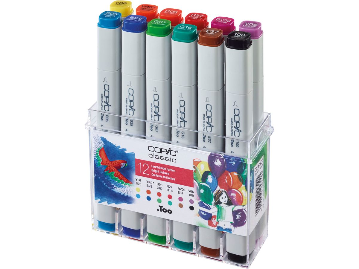 COPIC Marker Classic 20075702 glowing colours, 12 pcs. (4013695257105)
