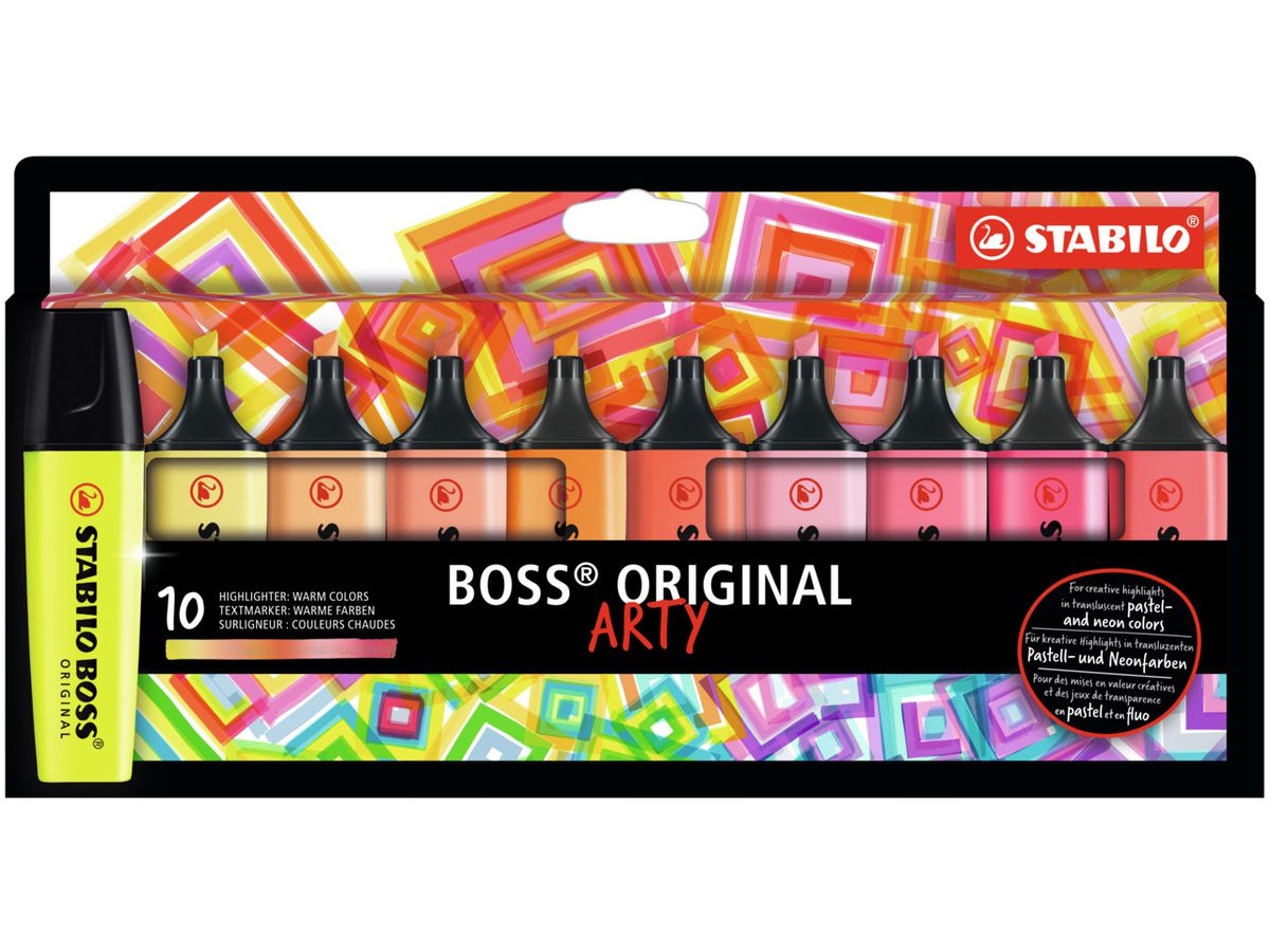 STABILO Textmarker BOSS ARTY 70/10-1-20 Colori caldi, astuccio 10 pz. (4006381577786)