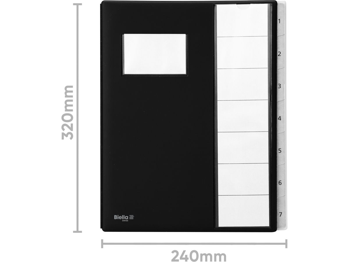 BIELLA Cartella banco Pronto A4 32040702U nero 7 scomparti (7611365223558)