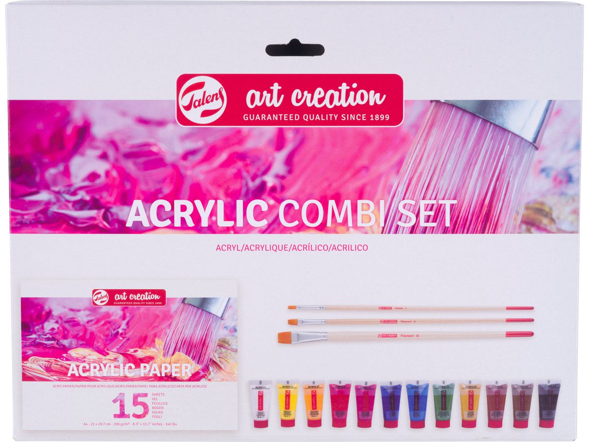 TALENS Acrylique Combi Set 12x12ml 9021894M Peinture, pinceau, papier (8712079535681)