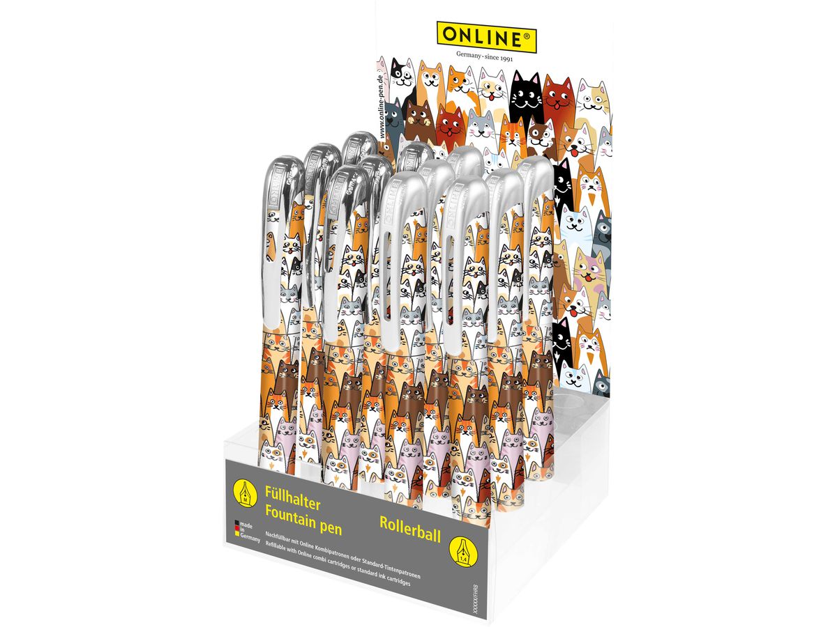 ONLINE Display Strumenmti scrittura 08390/12 College, Fluffy Cats 12 pezzi (4014421083906)