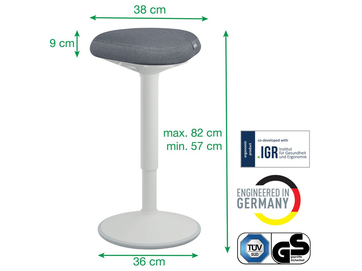 LEITZ Stehhocker Ergo Active 6545-00-85 hellgrau (4002432138425)