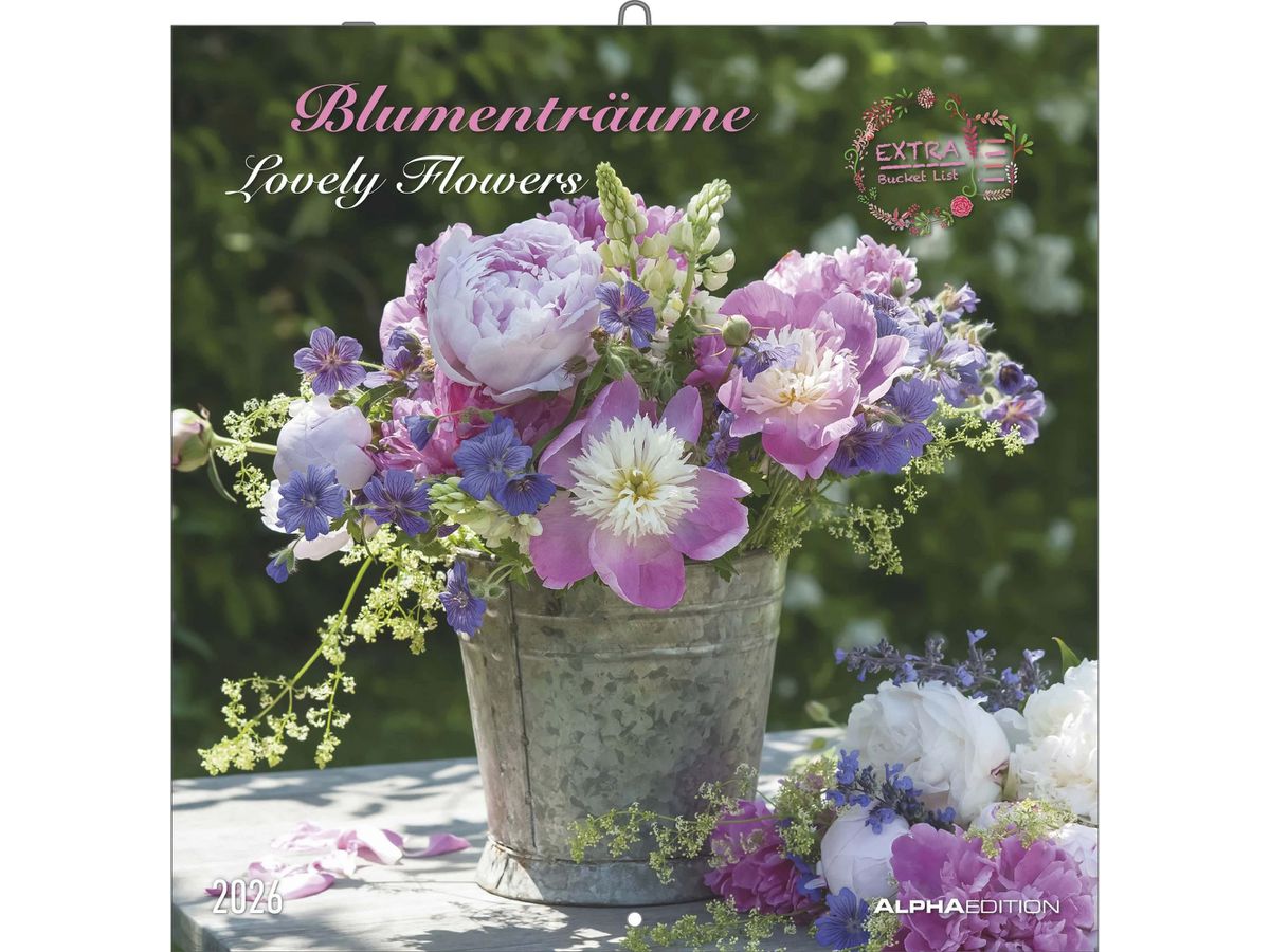 ALPHA EDITION Bildkalender 2026 160344 Blumenträume ML 30x30cm (4069095003446)