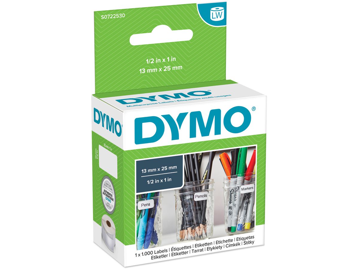DYMO Étiquettes multi-usages S0722530 non-perm. 25x13mm 1000 pcs. (5411313113533)