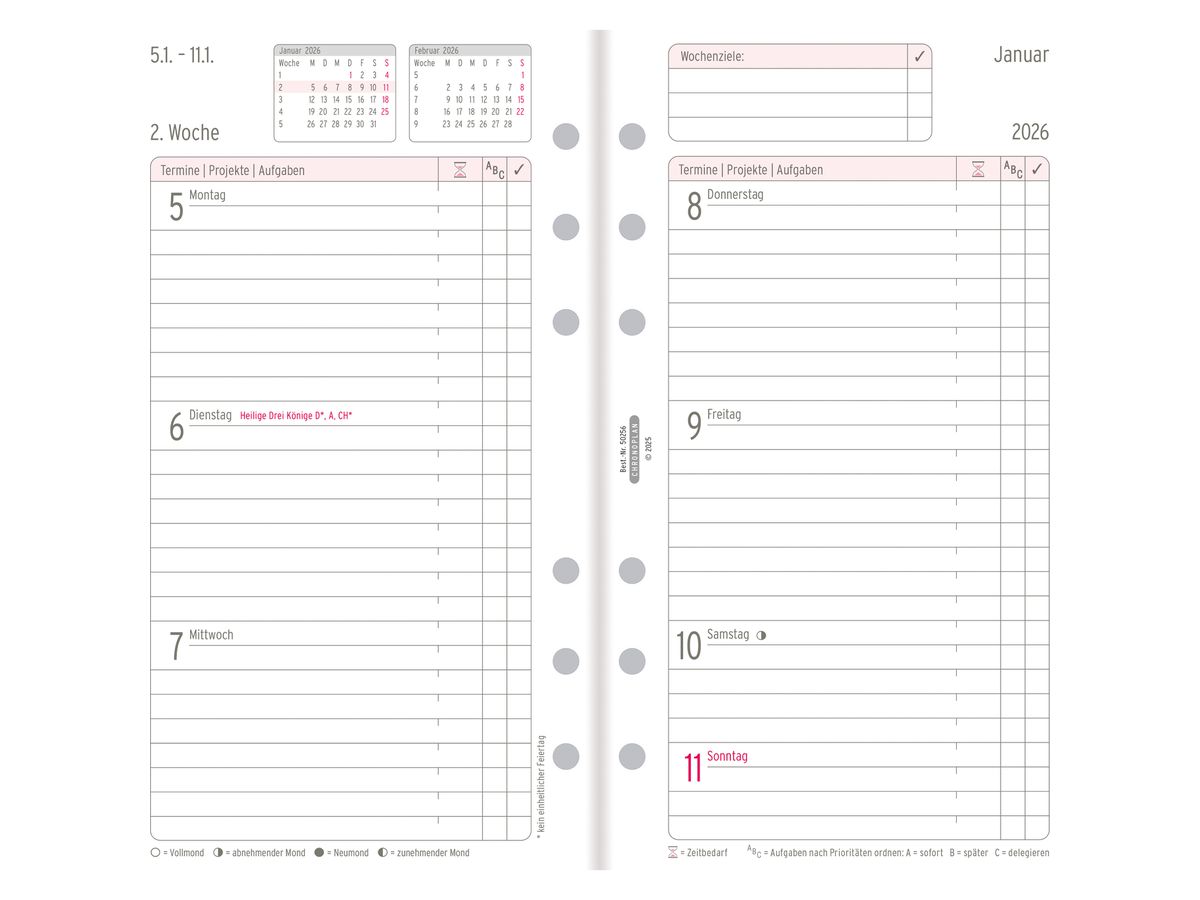 CHRONOPLAN Plan semainier recharge 2026 50256Z.26 1S/2P Midi (4004182088425)