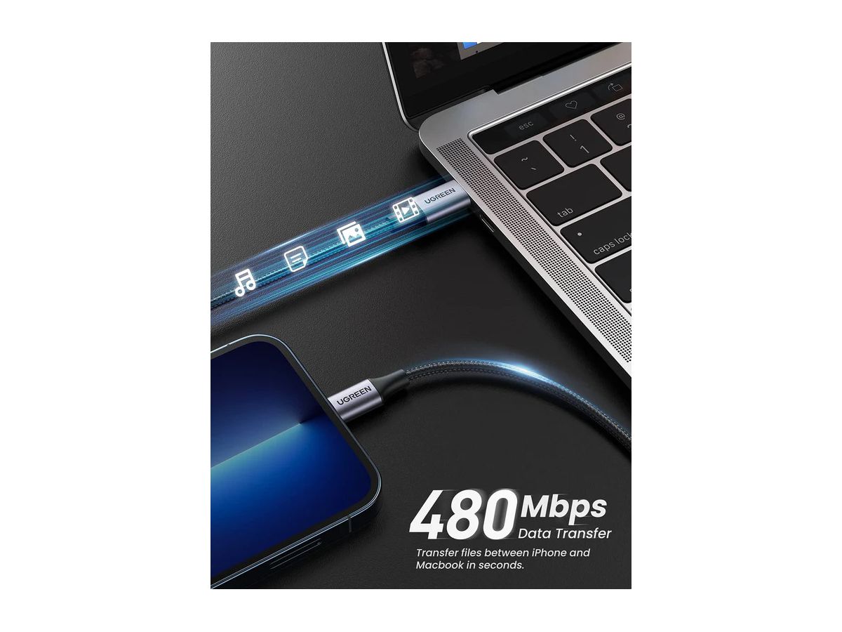 UGREEN Cable USB-C-Lightning PD 60759 1m,Fast Charging,3A Max,Bl. (6957303867592)