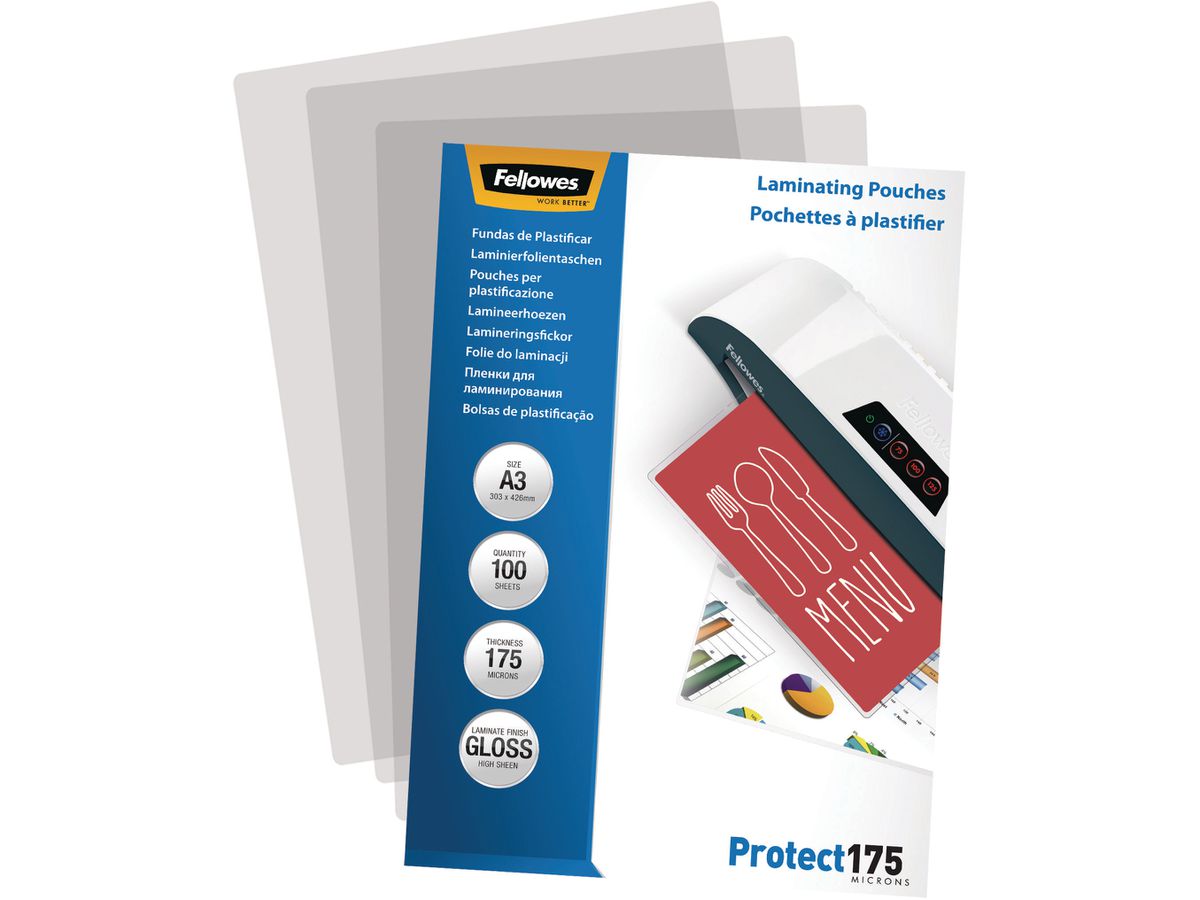 FELLOWES Pelicole per laminazione A3 5308803 lucido, 175my 100 pezzi (0077511530883)