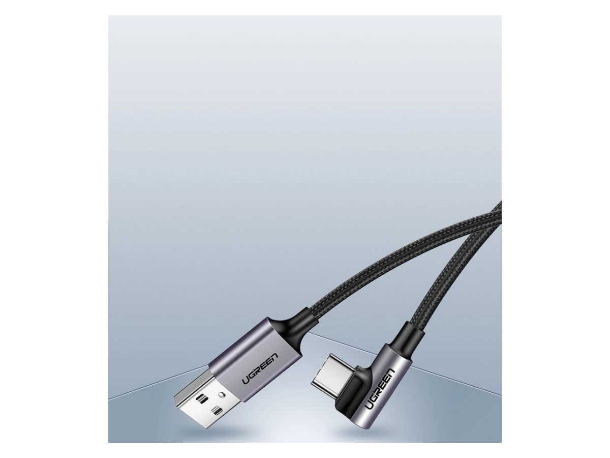 UGREEN USB-A to USB-C Cable 2m 50942 Right Angle, Space Gray (6957303859429)
