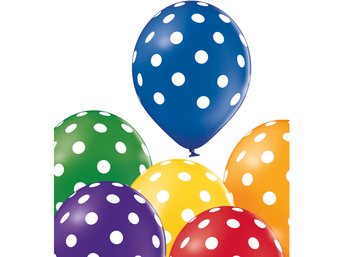 I AM CREATIVE Ballons gros points 27cm 1000-1057 Mix 6 pièces (7611983246830)