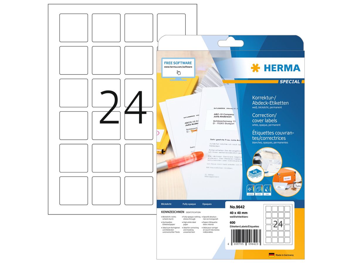 HERMA QR-Code Etik. 9642 9642 40x40mm 600Stk. 25 Blatt (4008705096423)