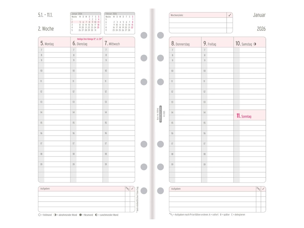 CHRONOPLAN Plan semainier recharge 2026 50546Z.26 1S/2P Midi (4004182088548)