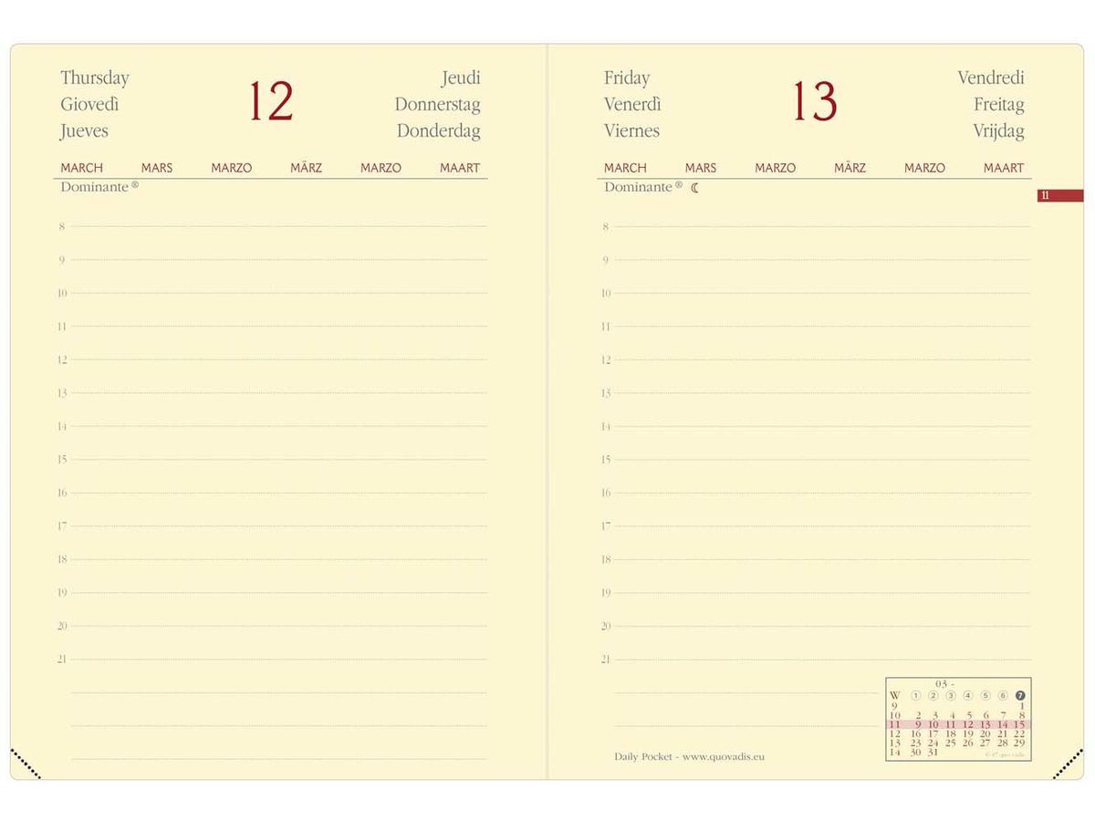 QUO-VADIS Agenda Silk DailyPocket 2026 617017Q 1J/1P bourgogne ML 8,5x13cm (3371010487004)