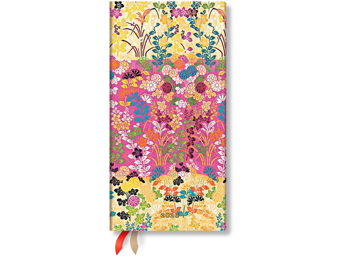 PAPERBLANKS Agenda Kara-ori Pink 2026 DD0579-8 1W/2S HOR schlank DE 9x18cm (9780349705798)