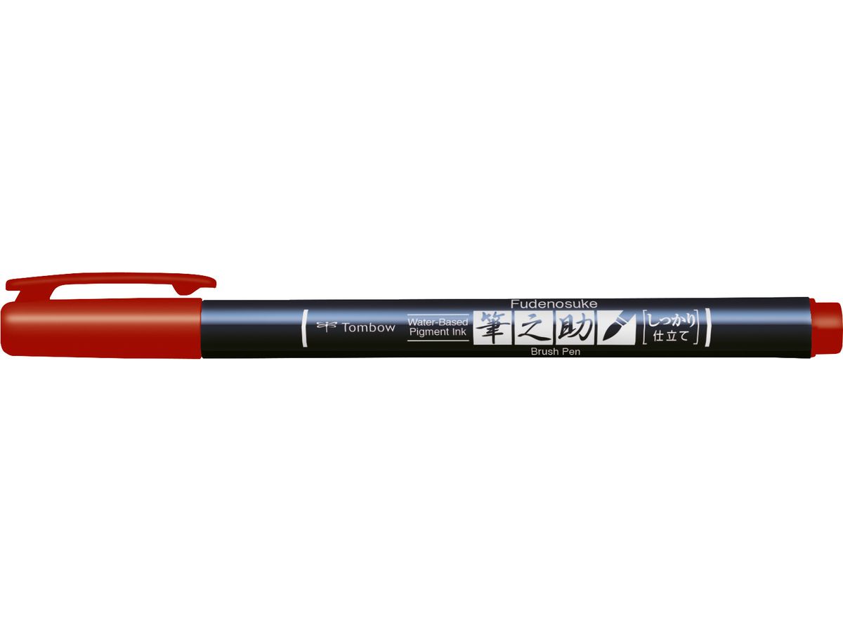 TOMBOW Penna di calligrafia Hard WS-BH25 Fudenosuke, rosso (4901991647907)